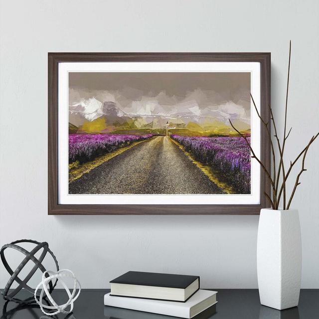 Road to a Church in Iceland in Abstract - Picture Frame Graphic Art Print East Urban Home Frame Option: Walnut, Size: 40cm H x 60cm W x 2cm D on Productcaster.