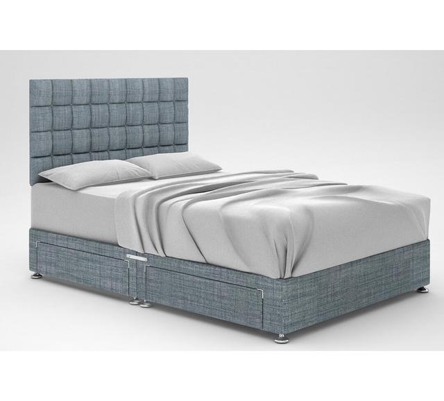 Stephanne Divan Base 17 Stories Colour: Sky, Storage Type: 2 Drawers Same Side, Size: Super King (6') on Productcaster.