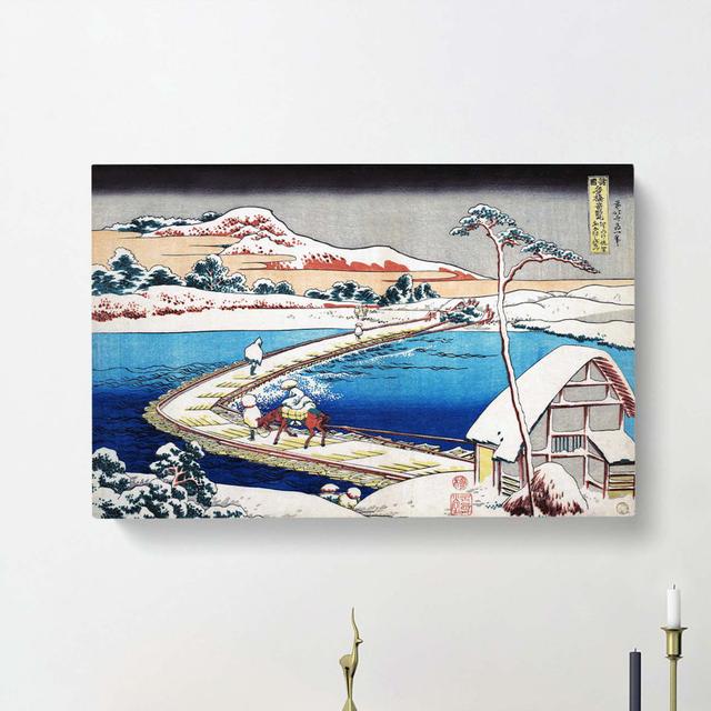 The Pontoon Bridge At Sano by Katsushika Hokusai - Wrapped Canvas Painting East Urban Home Size: 35cm H x 50cm W x 3cm D on Productcaster.