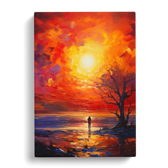 Sunset Action Painting - Art Prints Marlow Home Co. Size: 76cm H x 50cm W x 3cm D on Productcaster.