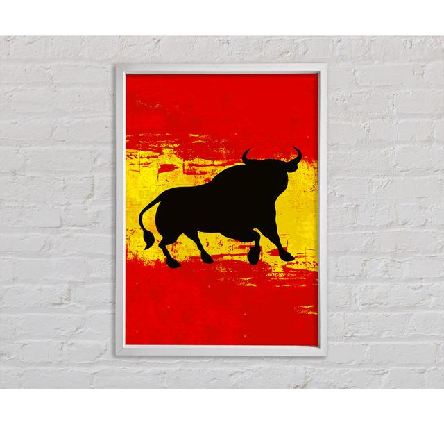 Spanish Bull Flag - Single Picture Frame Art Prints on Canvas August Grove Size: 141.4cm H x 100cm W x 3.3cm D on Productcaster.