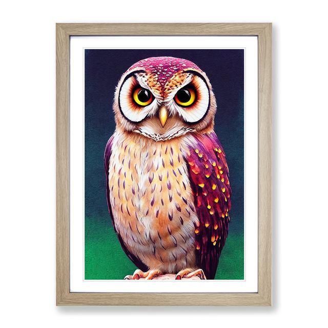 The Heavenly Owl - Picture Frame Graphic Art Alpen Home Size: 64cm H x 46cm W x 2cm D, Frame Colour: Oak Framed on Productcaster.