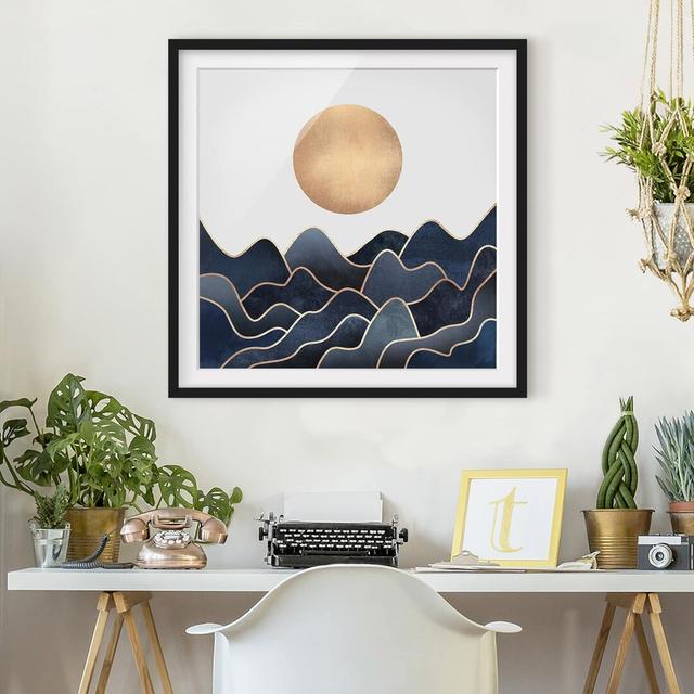 Golden Sun Blue Waves - Single Picture Frame Print Fairmont Park Size: 30cm H x 30cm W x 2cm D, Frame Option: Black Framed, Matte Colour: White on Productcaster.