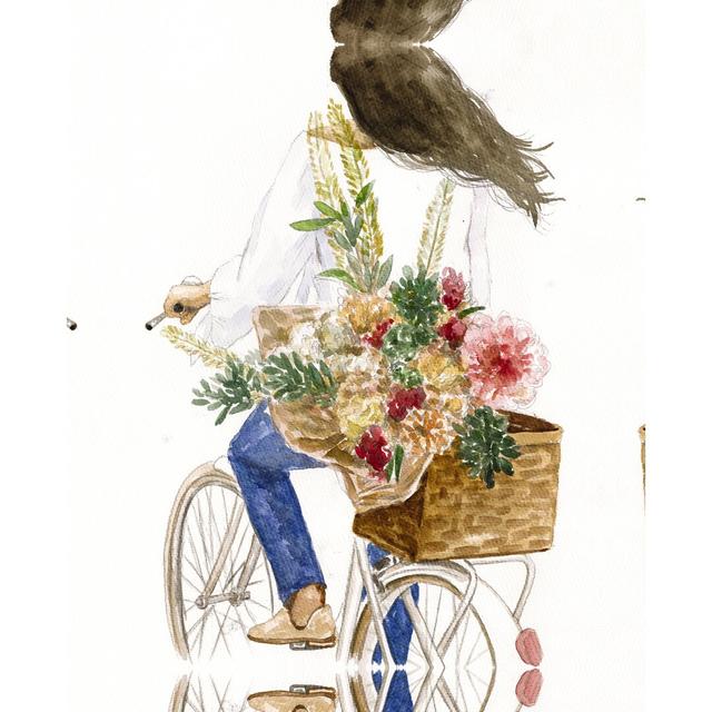 Flower Delivery Bicycle - Wrapped Canvas Painting Rosalind Wheeler Size: 46cm H x 30cm W x 3.8cm D on Productcaster.