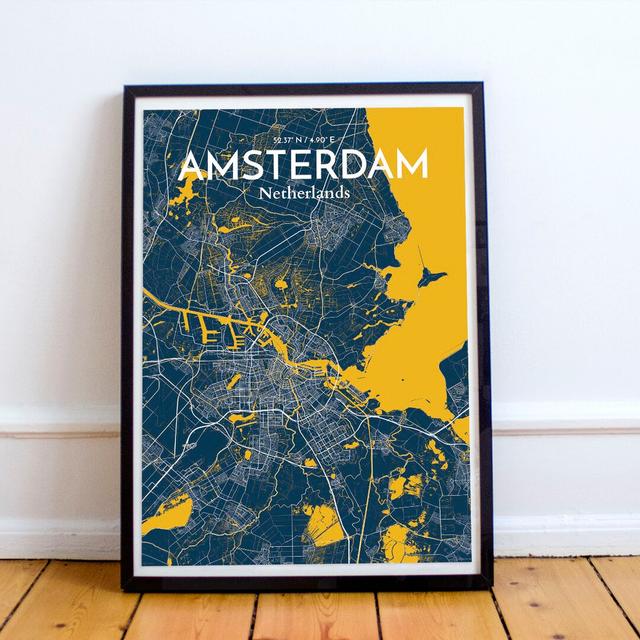 Amsterdam City Map - Unframed Graphic Art Print on Paper East Urban Home Size: 50.8cm H x 40.6cm W x 0.13cm D on Productcaster.