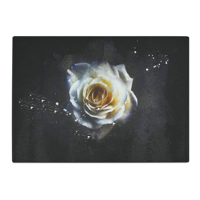 Tempered Glass a Crisp Rose Paint Splash Chopping Board East Urban Home Size: 28.5 cm x 39 cm on Productcaster.