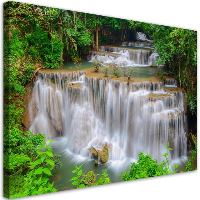 Waterfall Nature Forest - Wrapped Canvas Print Alpen Home on Productcaster.