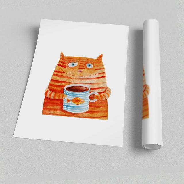 Tom Cat Drink - Unframed Graphic Art Print on Paper East Urban Home Size: 59.4cm H x 42cm W on Productcaster.