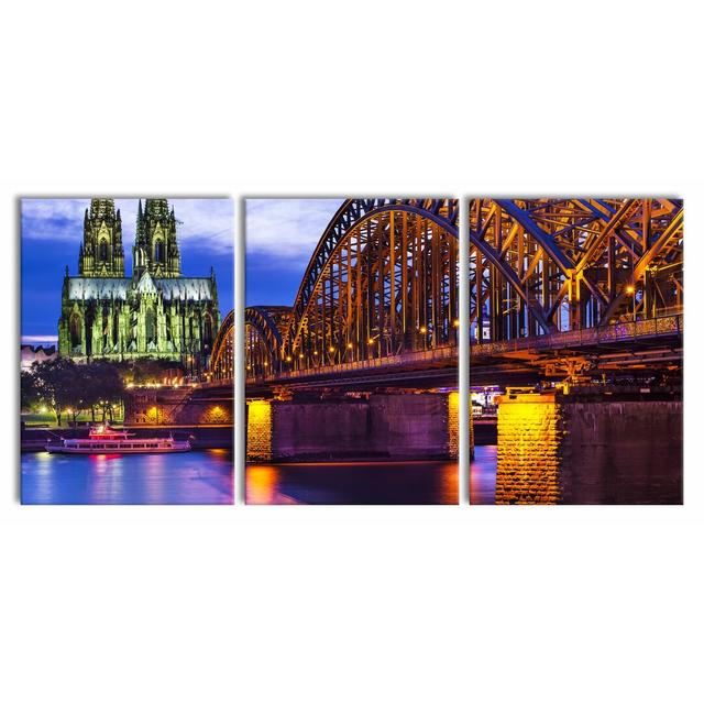 Hohenzollern Bridge 3-Piece Photograph Set on Canvas East Urban Home Size: 100 cm H x 210 cm W on Productcaster.