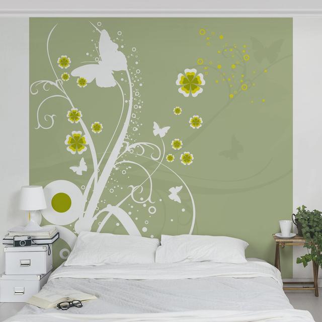 Dancing Butterflies 2.88m x 2.88m Textured Matte Peel & Stick Wall Mural East Urban Home on Productcaster.