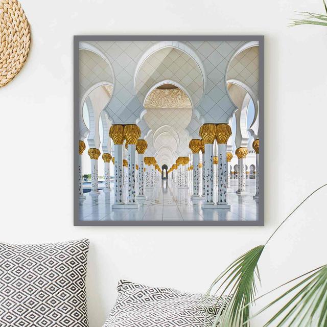 Mosque in Abu Dhabi - Picture Frame Graphic Art Mercer41 Size: 70cm H x 70cm W x 2cm D, Frame Option: Grey Framed on Productcaster.