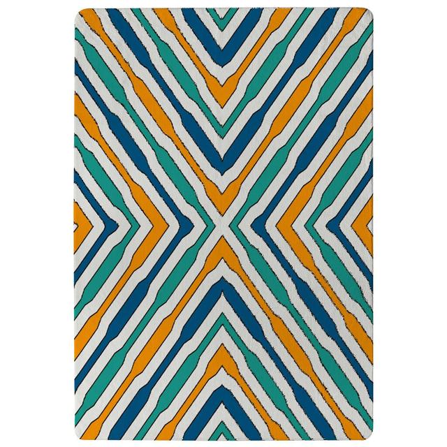 Haynes Ethnic Figures Designer Shaggy Blue/Yellow Rug East Urban Home Rug Size: Rectangle 160 x 230cm on Productcaster.