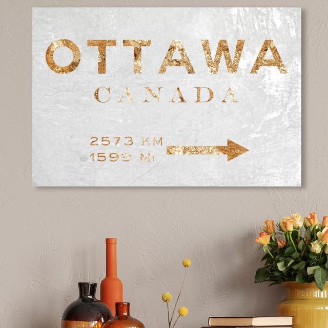 Ottawa Road Sign - Wrapped Canvas Print East Urban Home Size: 50.8 cm H x 76.2 cm W on Productcaster.