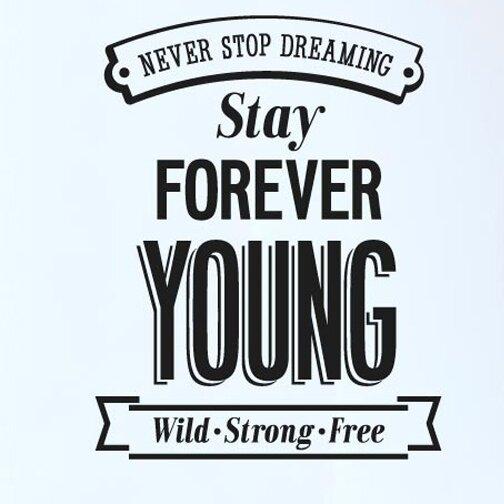 Never Stop Dreaming Stay Forever Young Wall Sticker East Urban Home Colour: Bright Yellow, Size: Medium on Productcaster.