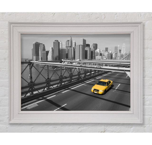 Yellow Cab On Brooklyn Bridge 1 - Single Picture Frame Art Prints Ebern Designs Size: 21cm H x 42cm W x 8cm D on Productcaster.