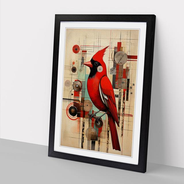 Cardinal Bird Constructivism No.2 - Print The Seasonal Aisle Size: 34cm H x 25cm W x 2cm D, Format: Black Framed on Productcaster.