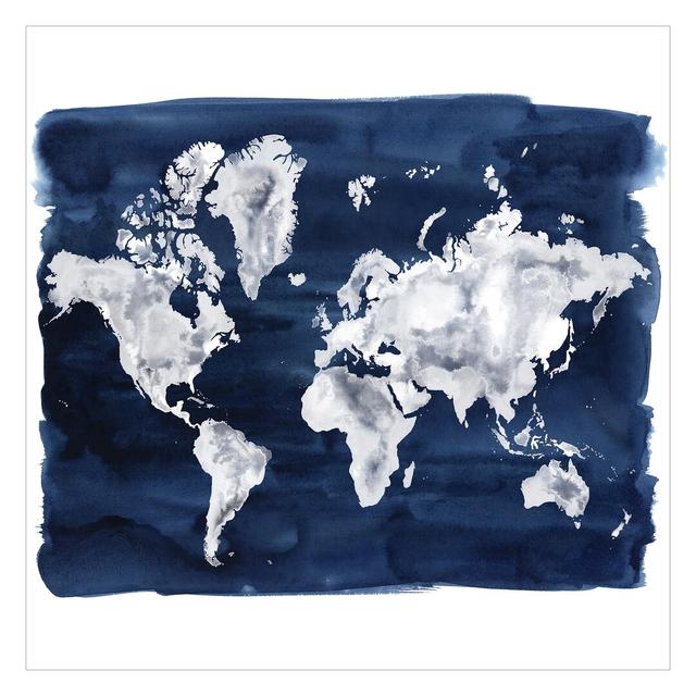 Dark Water World Map 1.92m x 1.92m Textured Matt Peel & Stick Wall Mural East Urban Home Size: 1.92m L x 1.92m W on Productcaster.