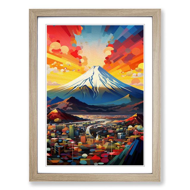 Mount Fuji Constructivism - Print Alpen Home Frame Colour: Oak , Size: 34cm H x 25cm W x 2cm D on Productcaster.