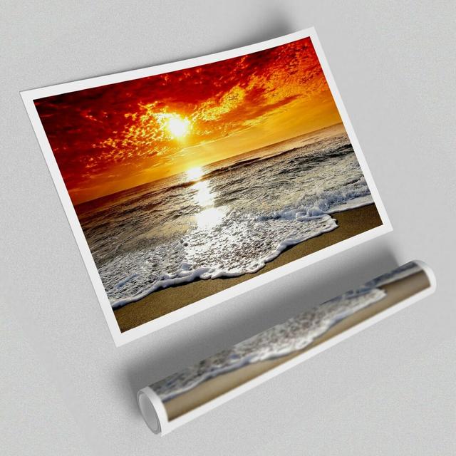 Seaside Sunset - Graphic Art Print on Paper East Urban Home Size: 42cm H x 59.4cm W on Productcaster.