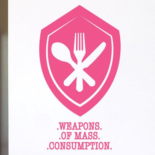 Weapons of Mass Consumption Wall Sticker East Urban Home Colour: Pink, Size: Large on Productcaster.