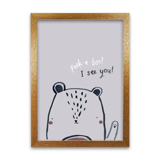 Peek A Boo Bear by Laura Irwin - Graphic Art Print on Paper Isabelle & Max Frame Option: Oak Framed, Size: 42cm H x 29.7cm W x 3cm D on Productcaster.