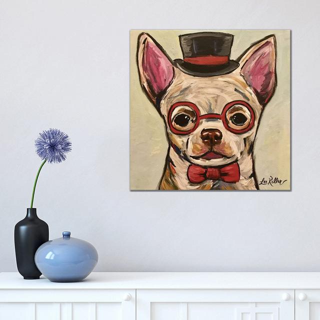 Chihuahua with Glasses by Hippie Hound Studios - Wrapped Canvas Art Prints Happy Larry Size: 45.72cm H x 45.72cm W x 3.81cm D on Productcaster.