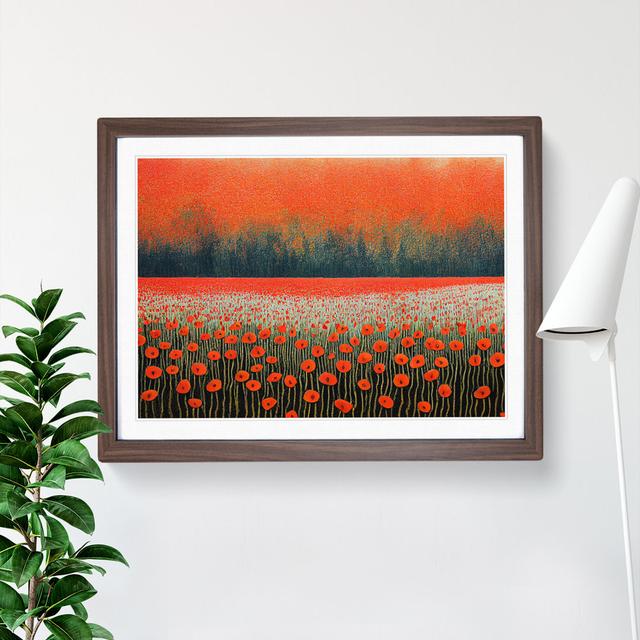 Illuminating Poppy Field Flowers - Picture Frame Graphic Art Marlow Home Co. Size: 34cm H x 46cm W, Frame Colour: Brown on Productcaster.