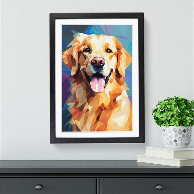 Golden Retriever Geometric - Single Picture Frame Print on Wood Marlow Home Co. Format: Black Framed, Size: 46cm H x 34cm W on Productcaster.