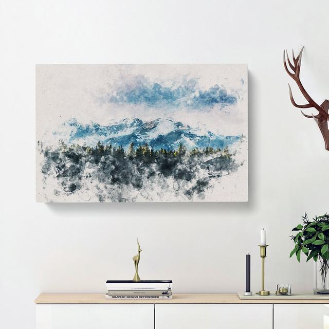 Mountains Behind The Forest - Wrapped Canvas Print East Urban Home Size: 40cm H x 60cm W x 3cm D on Productcaster.