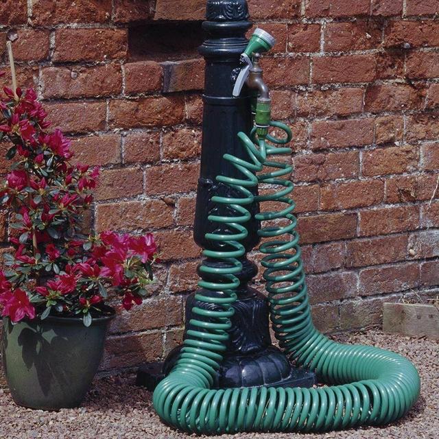 30m Green Coil Garden Hose Flexible Spray Head Symple Stuff on Productcaster.