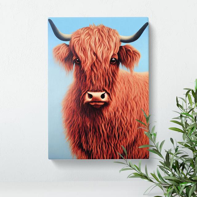 XC1022-1746X Curious Highland Cow - Wrapped Canvas Graphic Art Natur Pur Size: 60cm H x 40cm W x 3cm D on Productcaster.