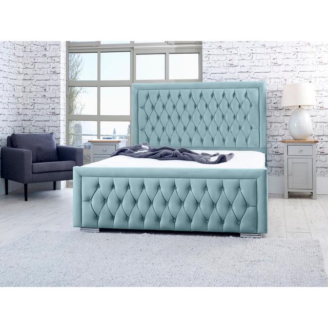 Kaori Upholstered Bed Frame Mercer41 Colour: Duck Egg, Size: Single (3') on Productcaster.