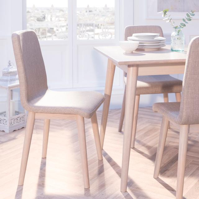 Gravette Lowback Upholstered Dining Chair (Set of 2) Fjørde & Co Leg Colour: Light Oak on Productcaster.