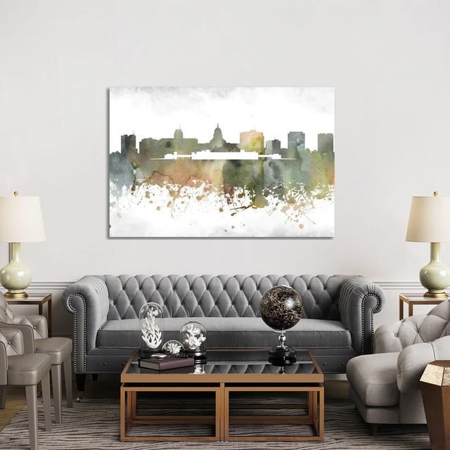 Madison Skyline by WallDecorAddict - Wrapped Canvas Print Latitude Run Size: 101.6cm H x 152.4cm W x 3.81cm D on Productcaster.