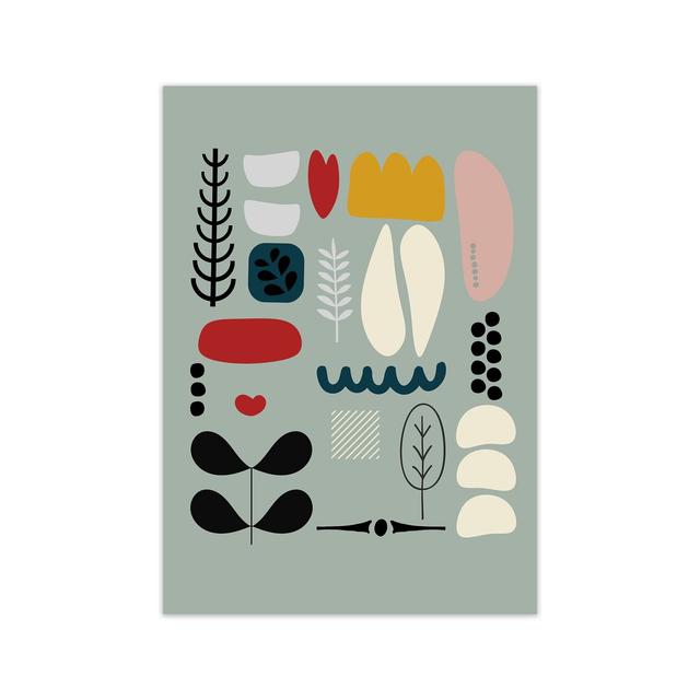 Scandinavian Shapes on Blue Original - Graphic Art Print on Paper George Oliver Frame Option: No Frame, Size: 84cm H x 59cm W x 1cm D on Productcaster.