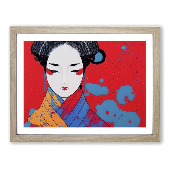 Painted Geisha Vol.6 Abstract - Picture Frame Graphic Art Marlow Home Co. Size: 34cm H x 46cm W x 2cm D, Format: Oak Framed on Productcaster.