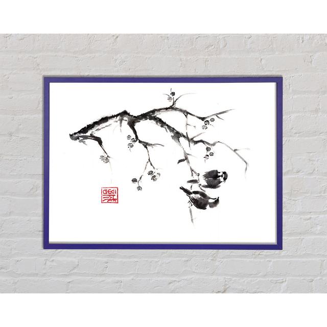 Chinese Birds In The Branch Framed Print Rosalind Wheeler Size: 42cm H x 59.7cm W x 2cm D, Format: Purple Framed Paper on Productcaster.