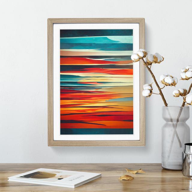 XV1022-4290X Sunset Abstract Art No.5 - Single Picture Frame Print Metro Lane Format: Oak Framed, Size: 34cm H x 25cm W on Productcaster.