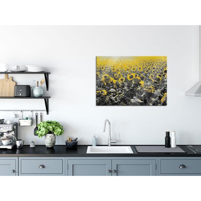 Beautiful Sunflower Field - Unframed Photograph on Glass August Grove Size: 70cm H x 100cm W x 0.4cm D on Productcaster.