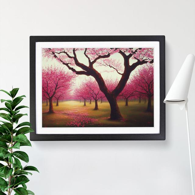 Picturesque Cherry Blossom Trees - Picture Frame Graphic Art Marlow Home Co. Format: Black Framed, Size: 34cm H x 46cm W x 2cm D on Productcaster.