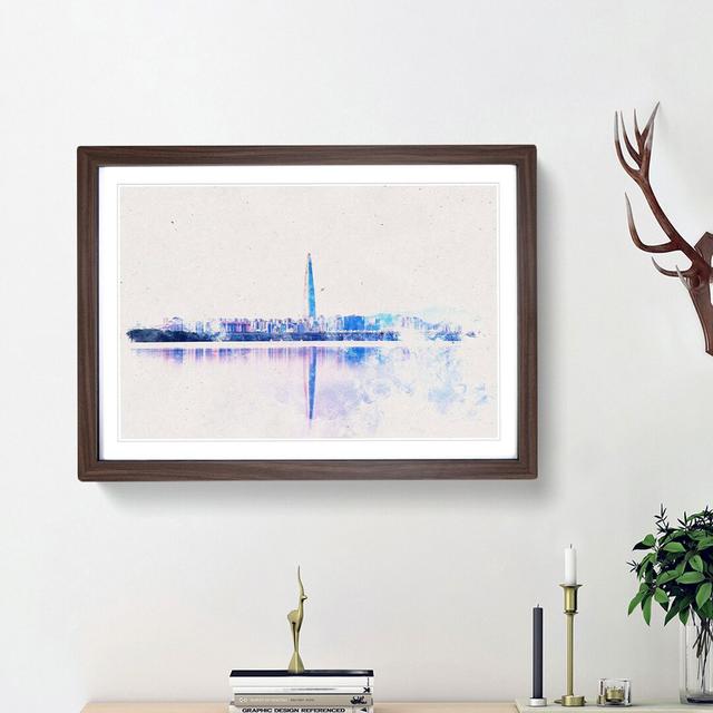 Seoul Skyline in South Korea - Picture Frame Painting Print East Urban Home Size: 24cm H x 33cm W x 2cm D, Frame Option: Walnut Framed on Productcaster.