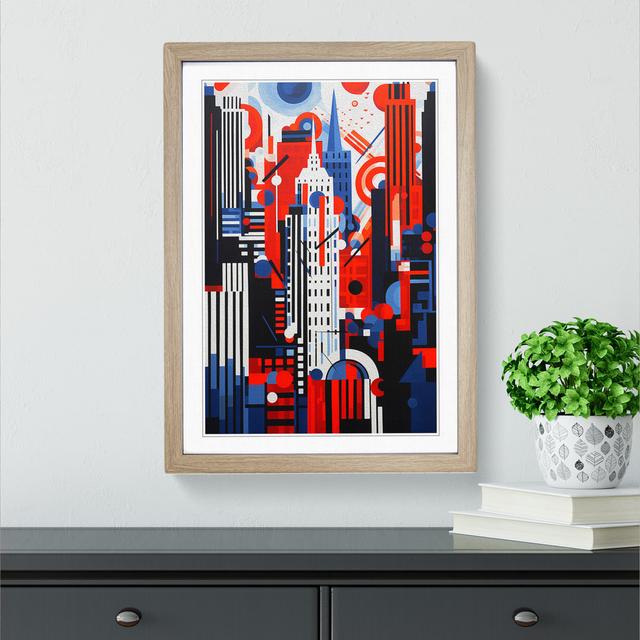 New York Constructivism No.3 - Single Picture Frame Print on Wood Big Box Art Frame Colour: Oak Framed, Size: 64cm H x 46cm W x 2cm D on Productcaster.