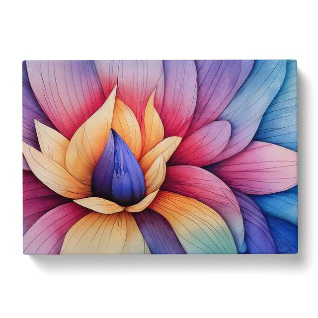 Popular Watercolour Flower - Wrapped Canvas Graphic Art Marlow Home Co. Size: 50cm H x 76cm W x 3cm D on Productcaster.