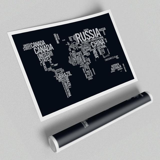 World Map Typography - Graphic Art Print on Paper East Urban Home Size: 84.1cm H x 118.9cm W on Productcaster.