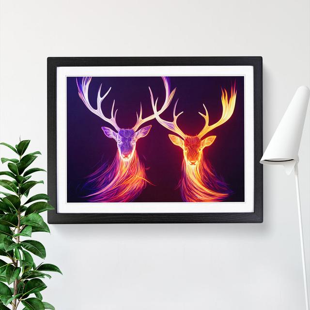 Magical Stags Abstract - Picture Frame Graphic Art Alpen Home Frame Colour: Black, Size: 25cm H x 34cm W x 2cm D on Productcaster.