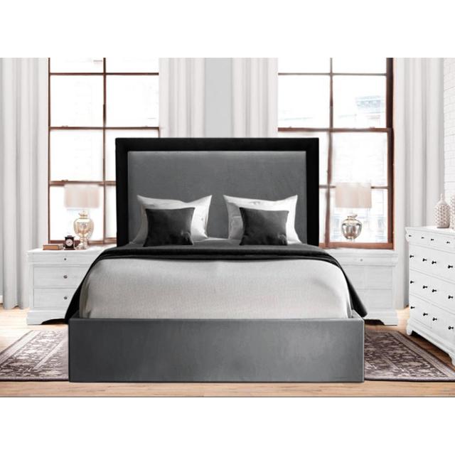 Alando Upholstered Panel Bed Canora Grey Size: Kingsize (5'), Colour: Grey/Black on Productcaster.