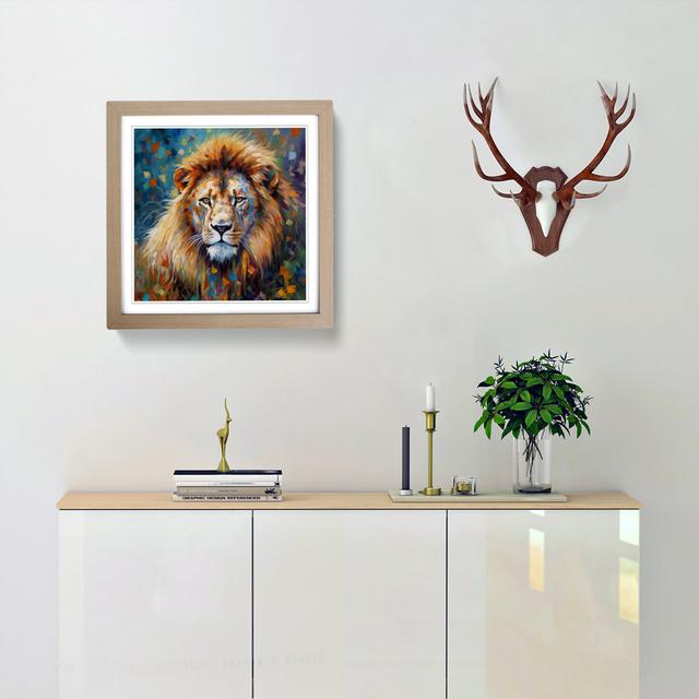 Lion Neo-Impressionism - Single Picture Frame Print on Wood Latitude Vive Format: Oak on Productcaster.