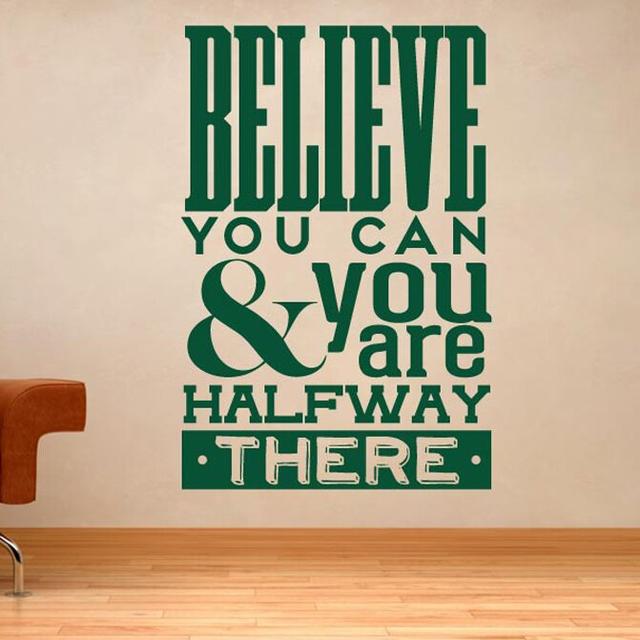 Believe You Can And You Are Halfway There Wall Sticker 17 Stories Size: Large, Colour: Violet on Productcaster.