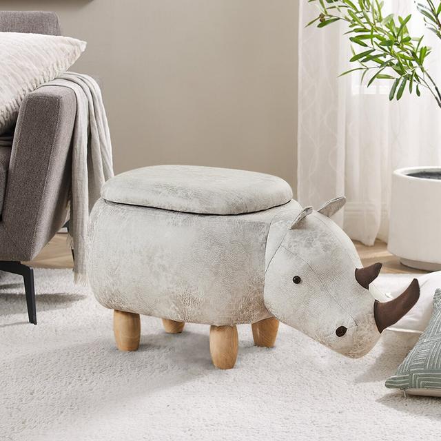 76Cm Wide Faux Leather Storage Ottoman Maturi Upholstery Colour: Grey on Productcaster.