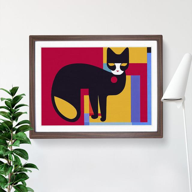 Abstract Cat Vol.5 - Picture Frame Graphic Art Marlow Home Co. Size: 34cm H x 46cm W x 2cm D, Frame Colour: Walnut on Productcaster.